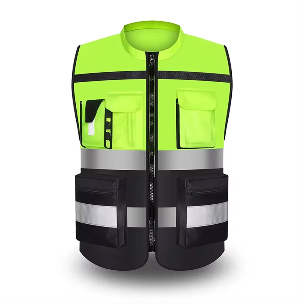 Workwear Vest With Logo Printing Night Construction Work Waistcoats Two Tone Vest Volunteer Uniform