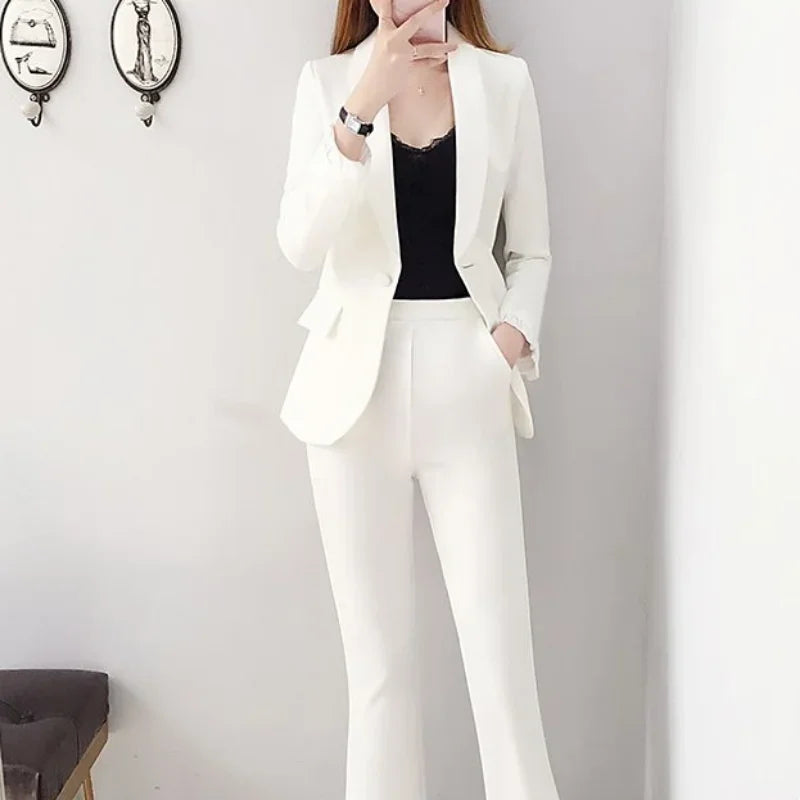 White Trousers Suits Office Blazer and Baggy Professional Women's 2 Pant Set Outfits Two Pieces Sets Pants for Woman Tailor Xxl