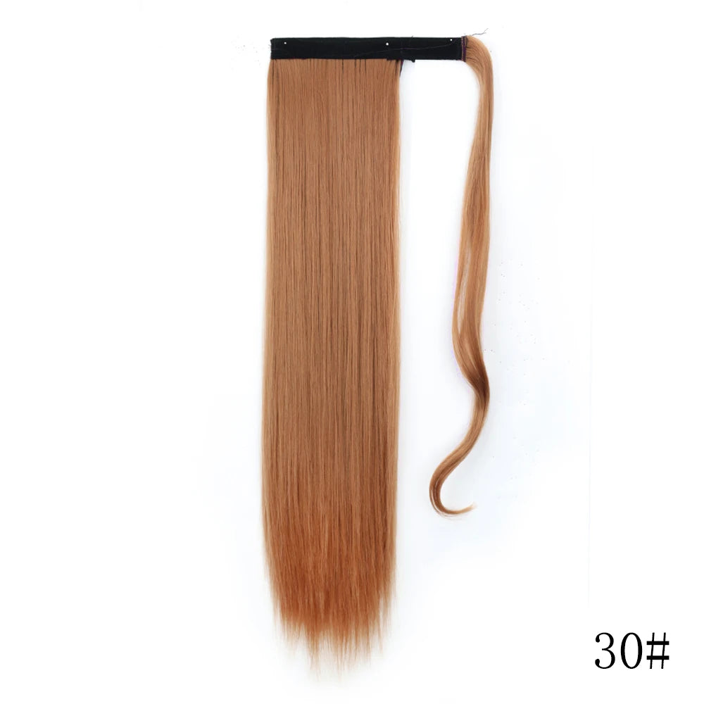 LISI GIRL Synthétique 22/34 Pouces Queue de Cheval enroulée Extensions de Cheveux Bouclés Afro Longs Postiches Queue de Cheval Faux Cheveux Résistant à la Chaleur