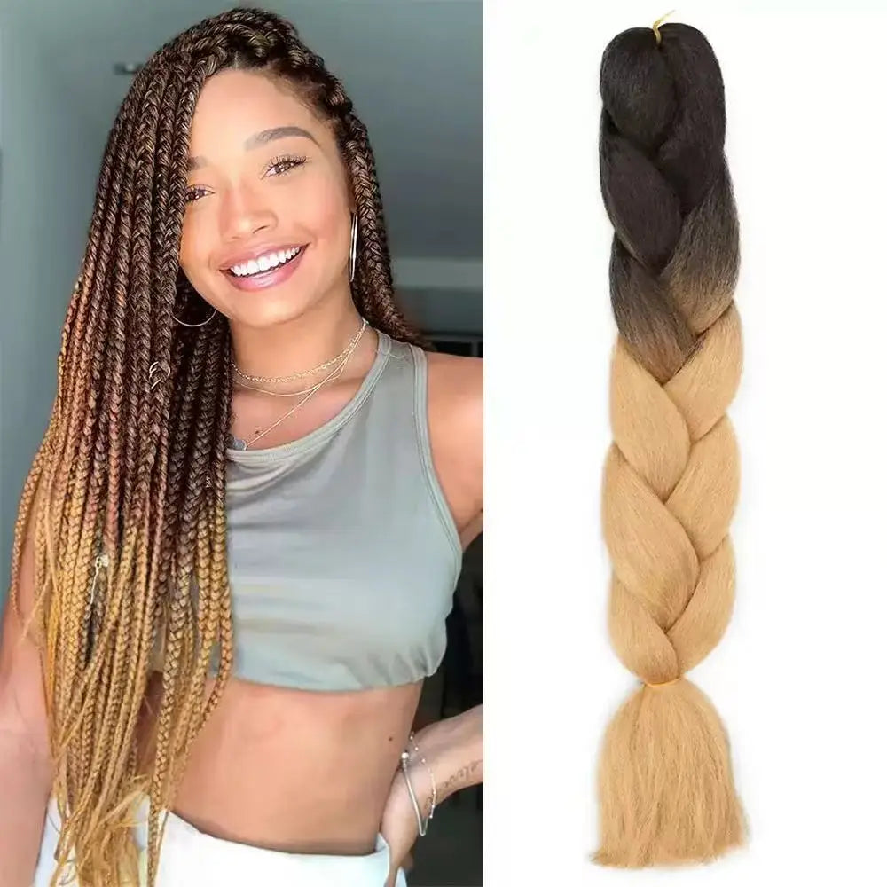 24Inch Jumbo Braids Extensions Synthetic Braiding Hair Afro Ombre Color wig for women braid