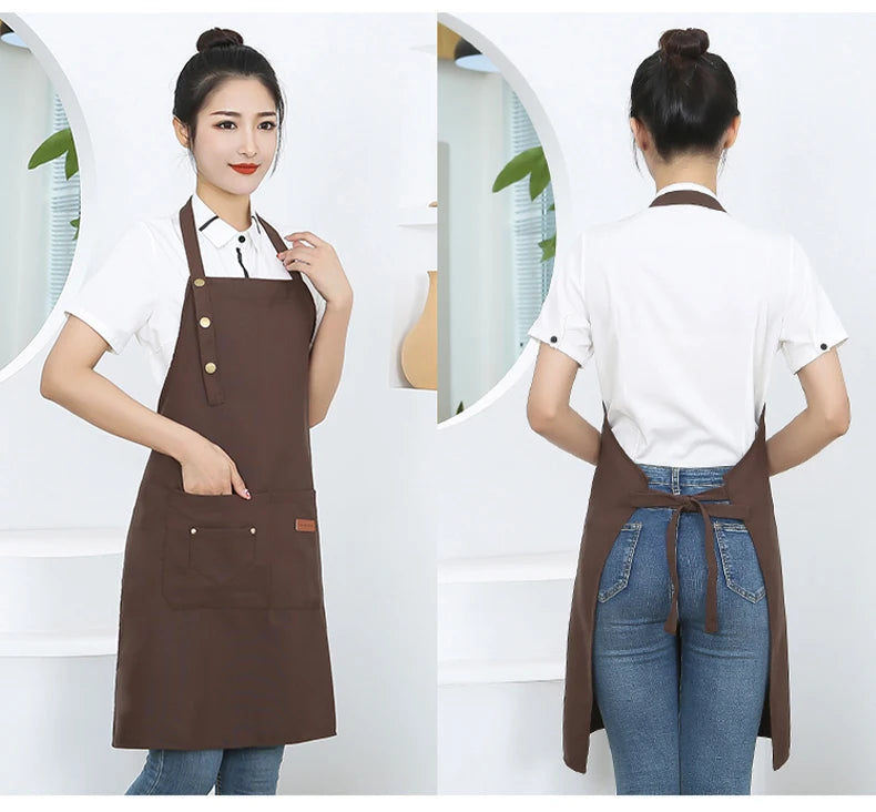 New Fashion Kitchen Aprons for Woman Men Chef Work Apron for Grill Restaurant Bar Shop Cafes Beauty Nails Studios Uniform