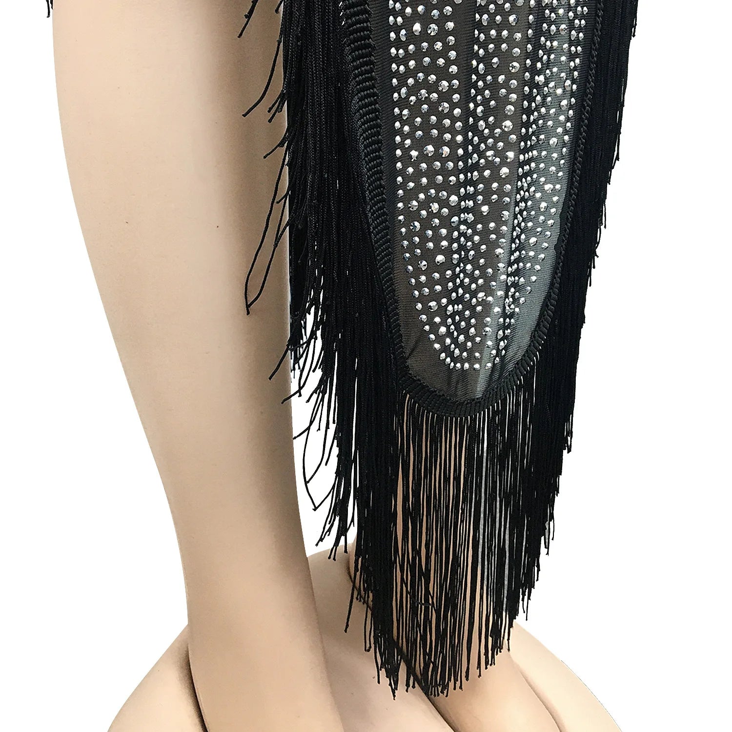 Skirt Set Women Two Piece Sets Dress Sets Mock Neck Matching Set Diamond Short Tops Party High Waist Long Skirts Sexy Hot Tassel