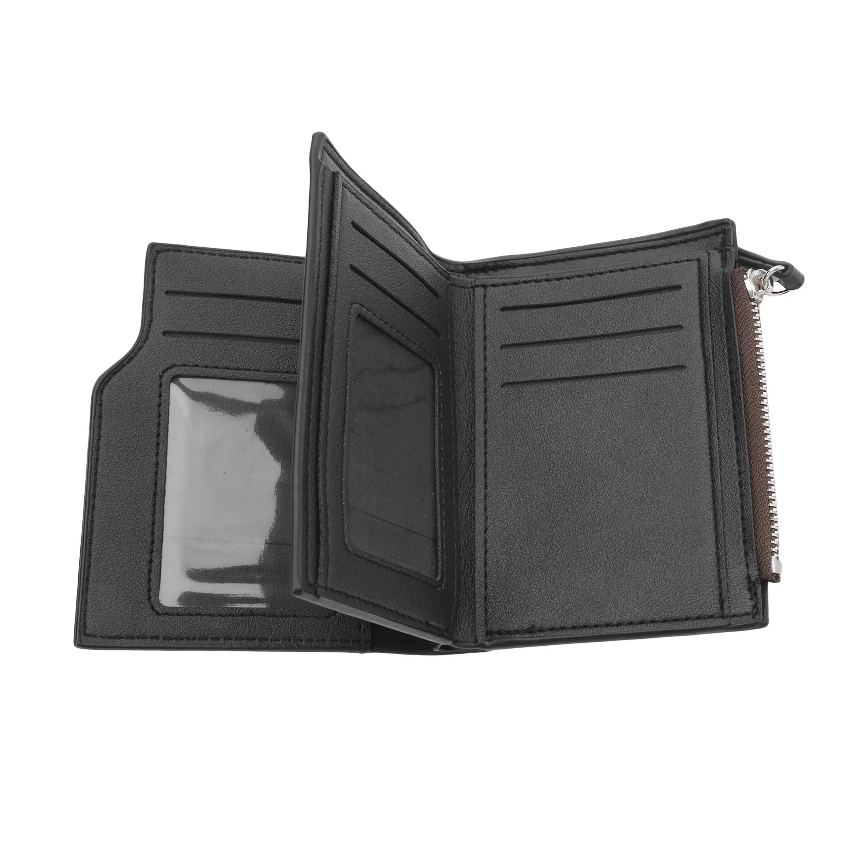 Men Wallet Short PU Male Purse Black Coffee Credit Card Holders with Zipper Men Wallet Money Bag