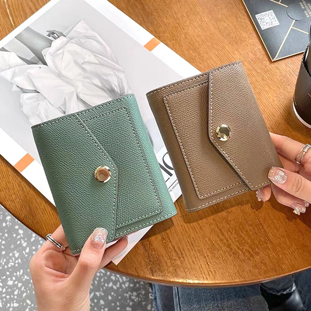 Cartera corta de lujo de diseñador para mujer, de cuero genuino, monedero de marca de moda con iniciales personalizadas, tarjetero de piel de vaca para señora