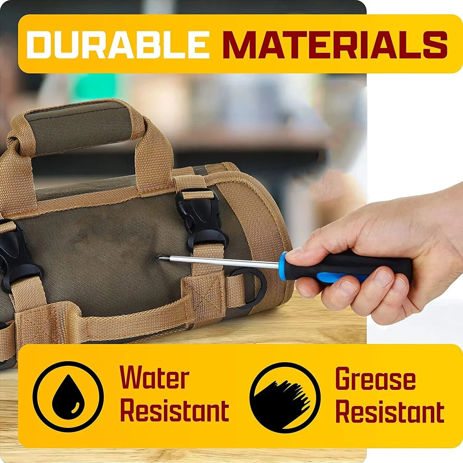 Sac à outils multi-usages, sac de rangement portable professionnel à poches multiples, sac de rangement étanche roulé, pinces, clés
