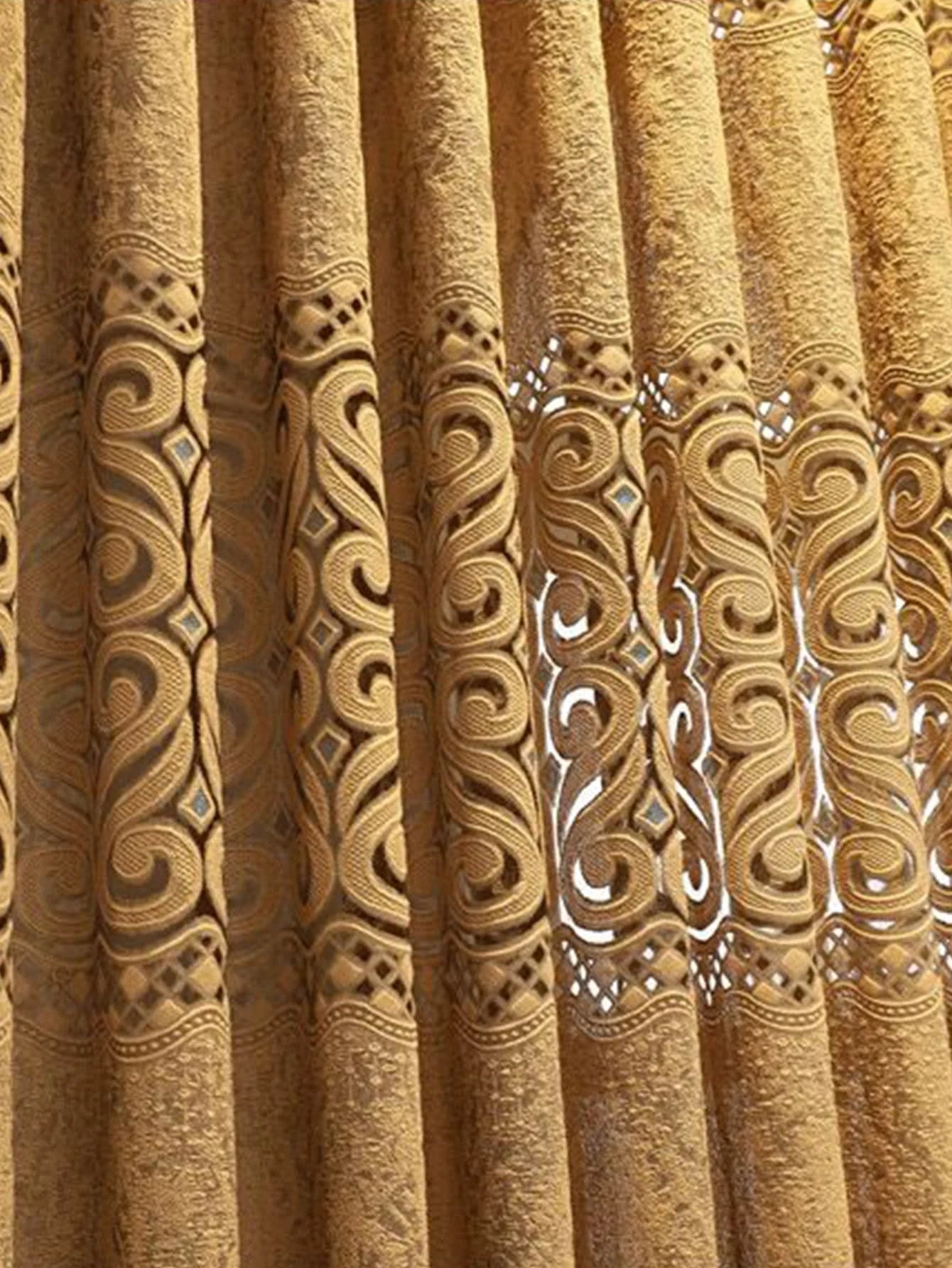 Golden Hollow Perforated Curtains