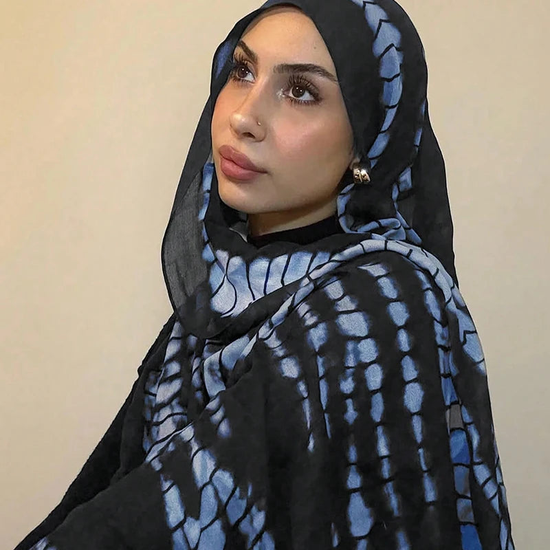 Estampado de acuarela, hiyab musulmán, pañuelo de mármol, suave, transpirable, protección solar, ligero, chal de playa de verano para mujer