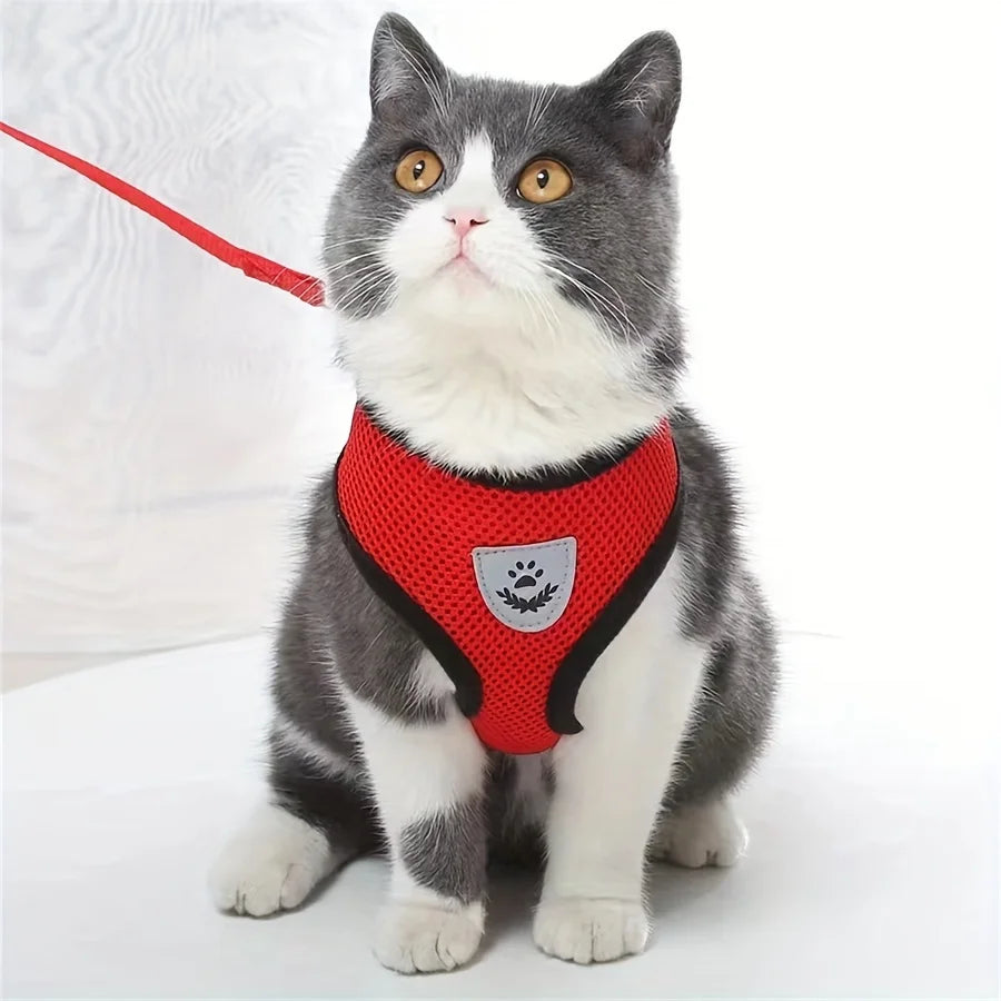 Arnés Ajustable para Gatos, Malla Transpirable Antiescape con Chaleco Reflectante y Correa de 1.5 m - Seguro, Duradero para Aventuras al Aire Libre