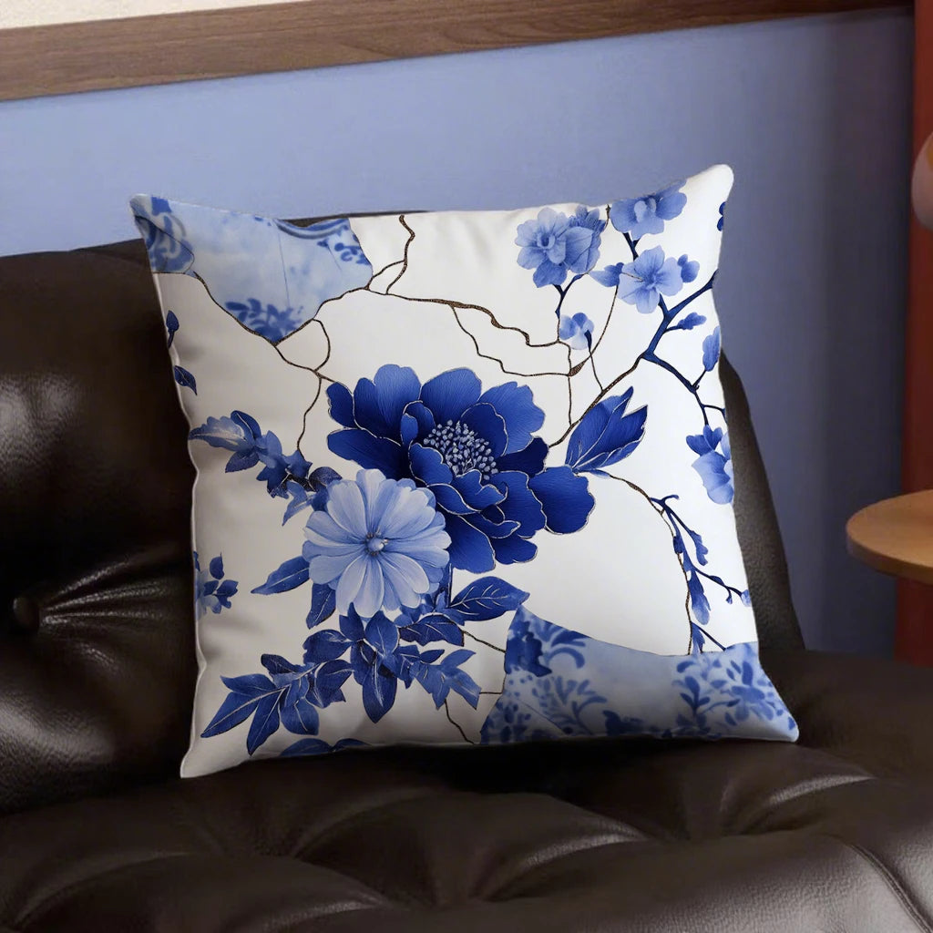 Blue floral pillowcases for a warm home atmosphereSuitable for sofa car bedroom decorative cushion cover pillow cover