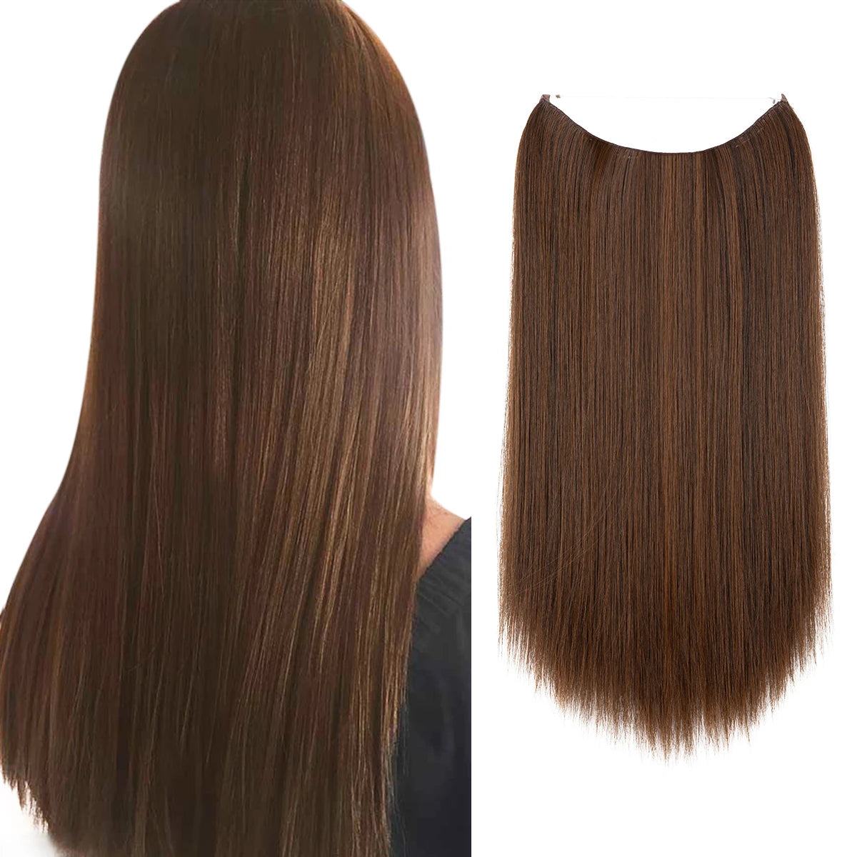 Extensiones de pelo liso con hilo invisible