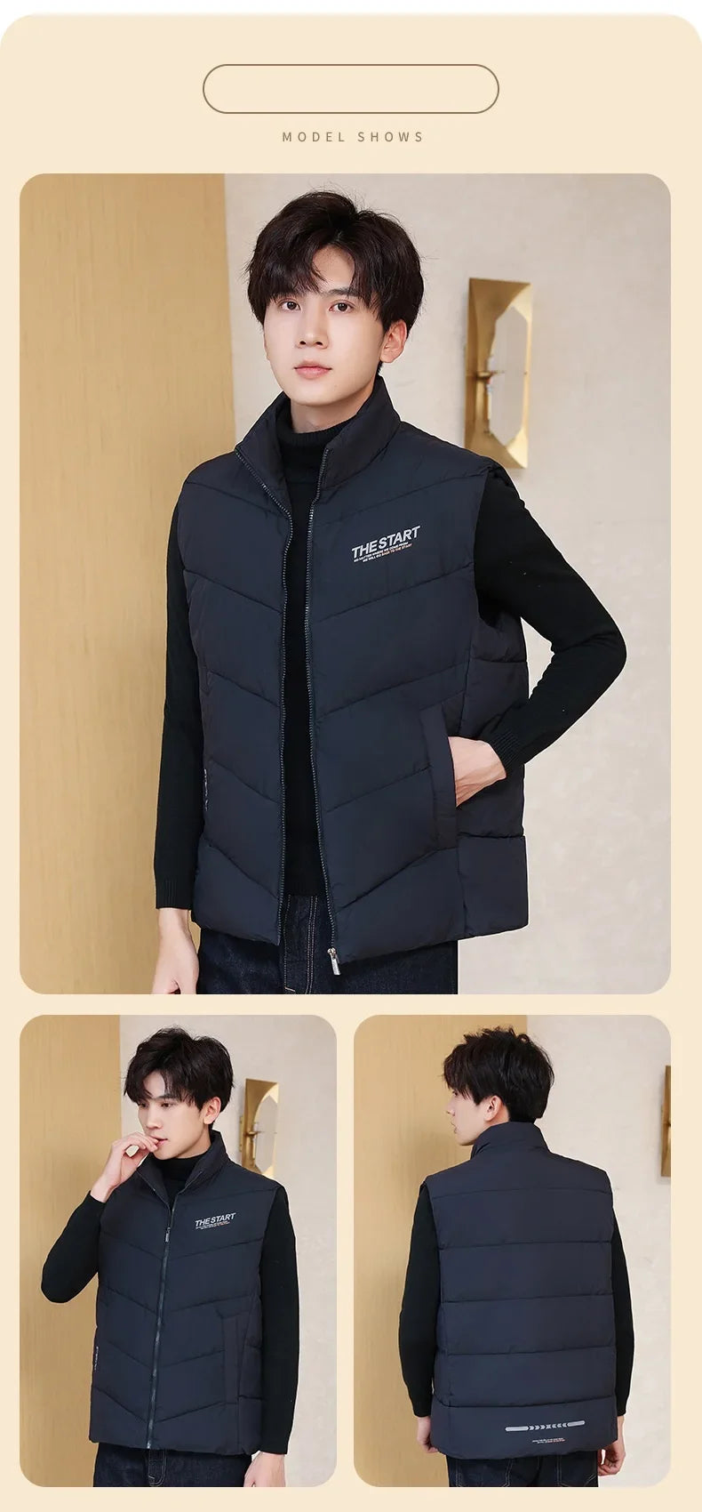 Vest Jacket Men Cotton Padded Jackets Men Clothing Autumn Winter Warm Sleeveless Jackets Men Waist Coats 2025 Hip Hop Coats