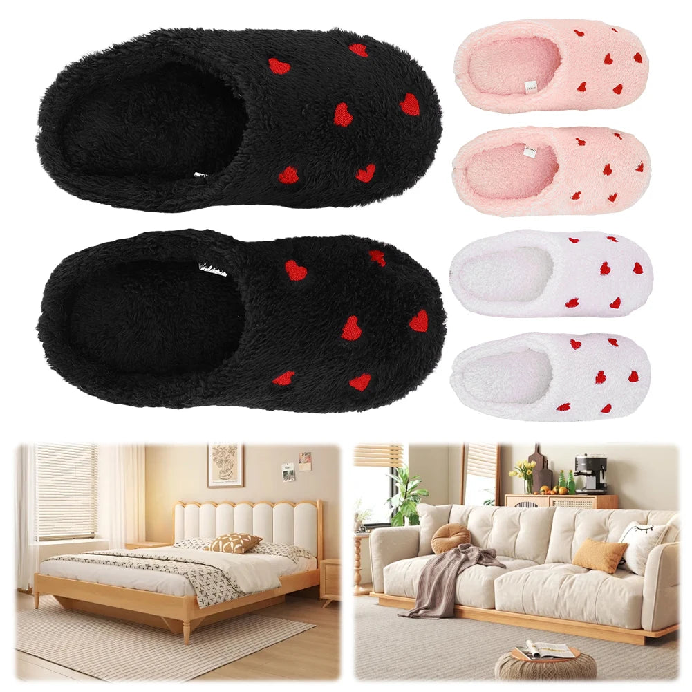 Plush Heart Slippers
