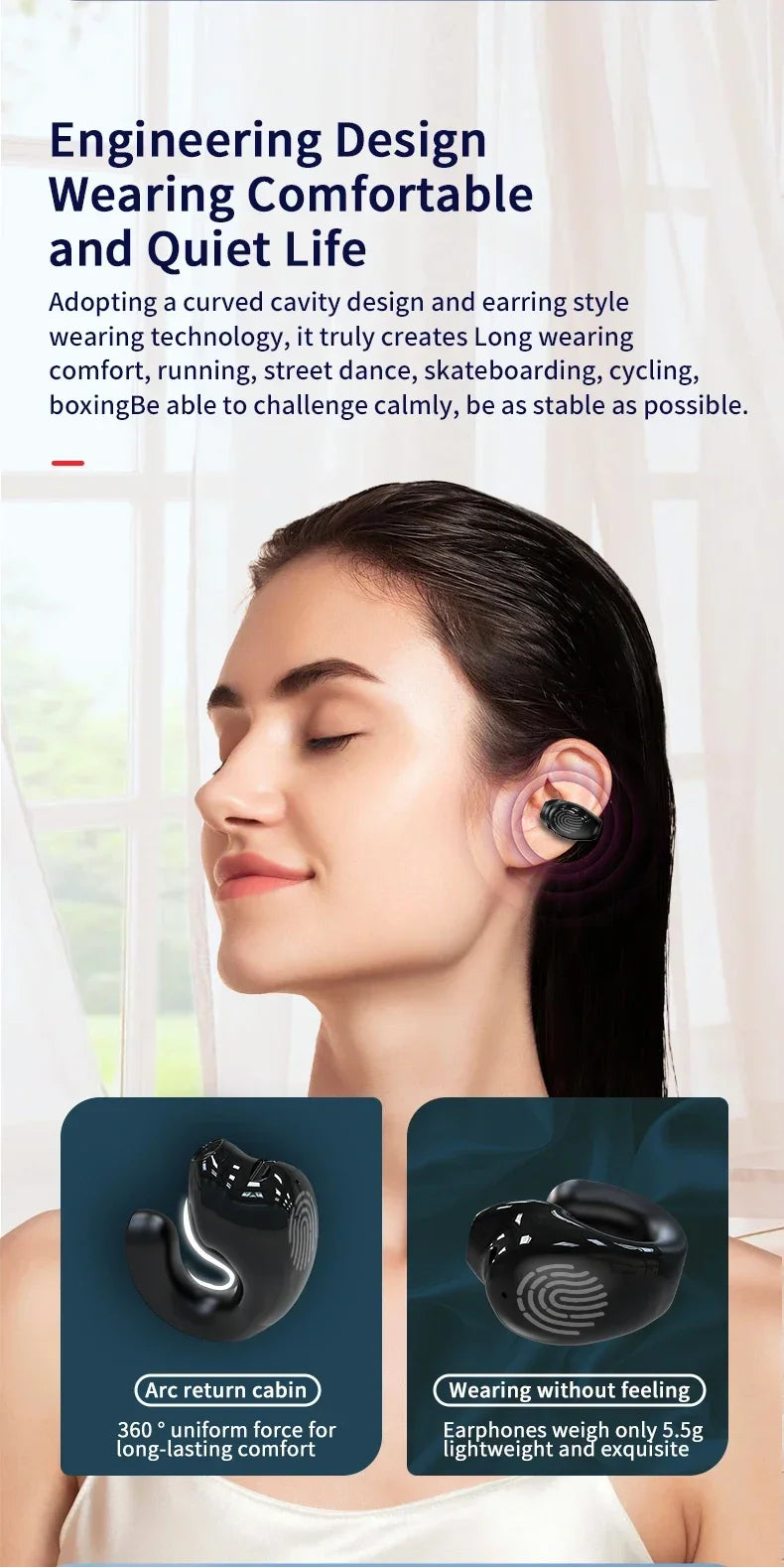Bluetooth 5.3 Earphones With Mic Wireless Headphones Single in-Ear Sports Waterproof TWS Earbuds Handsfree Headset