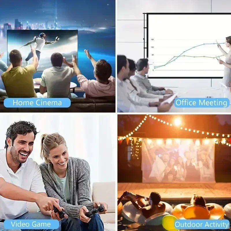 Smart Projector 1000 Lumens, WiFi 6 Bluetooth 5.3, Android 12 with Auto Focus, 4K HD for Home Theater &  Outdoor Camping