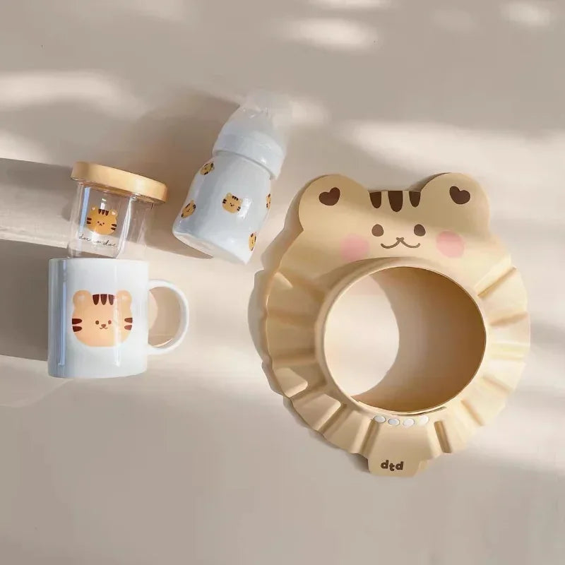 Lindo Gorro de Ducha de Oso Ajustable para Bebé, Orejas y Ojos Protegidos, Gorro Protector de Baño para Bebé, Suave Gorro para Lavar el Pelo del Bebé