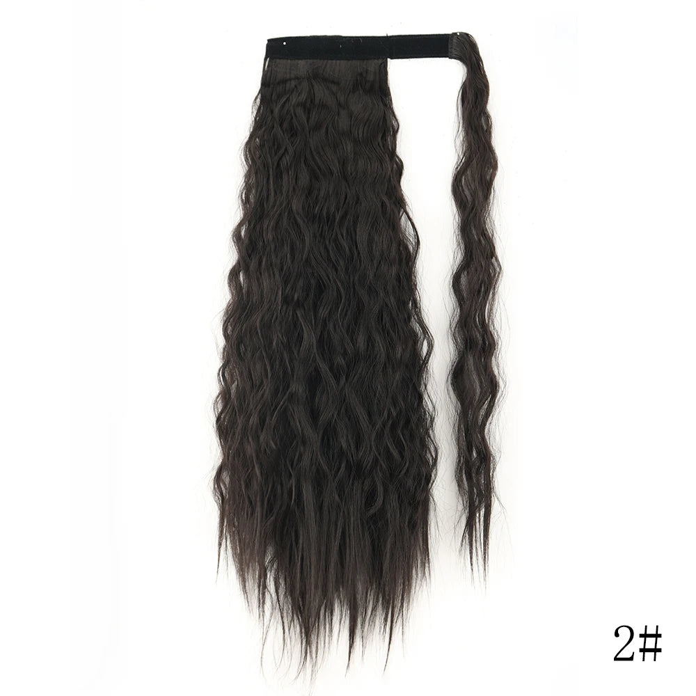 LISI GIRL Synthétique 22/34 Pouces Queue de Cheval enroulée Extensions de Cheveux Bouclés Afro Longs Postiches Queue de Cheval Faux Cheveux Résistant à la Chaleur