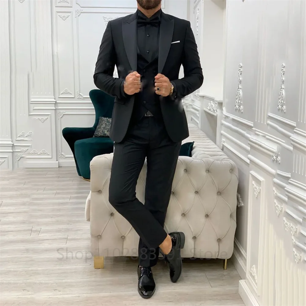 Design Men's Suits 3 Pieces Slim Fit Suit Formal Business Groom Wear Costume Wedding Tuxedos Blazer Vest Pants Homme Mariage