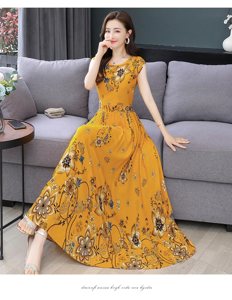 New Fashion  Summer Print Women Short Sleeve Cotton Plus Size Women Clothing Dress Ladies Large Size Vestidos dresses