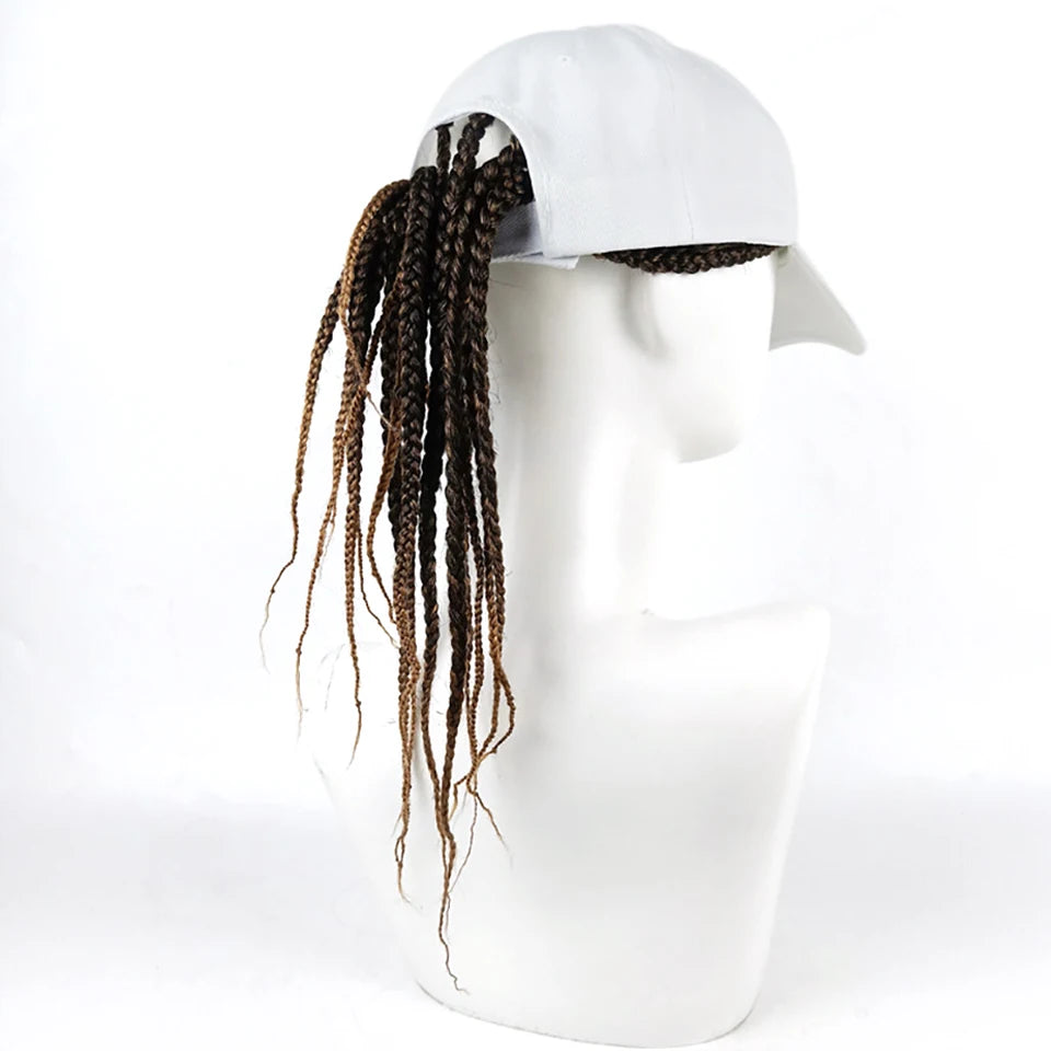 Synthetic Hat Hair Extensions Sets African Dreadlocks Wig Hat Fashion Summer Hip Hop Synthetic Braid Wig Peaked Cap For Men Wome