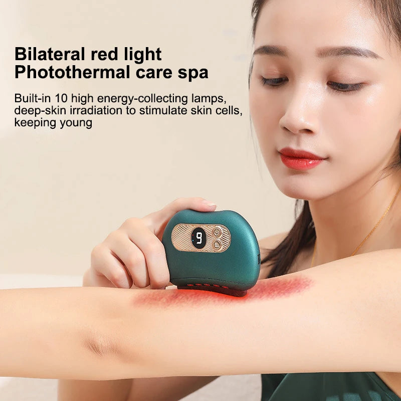 Masajeador eléctrico USB Guasha, piedra caliente, calentamiento por vibración, tabla de raspado, masaje de cuello y espalda, herramientas faciales Gua Sha para lifting facial