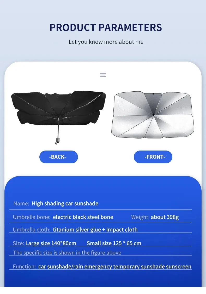 For Peugeot 206 207 208 301 307 308 408 508 607 2008 3008 4008 5008 GT RCZ Car Windshield Sun Shade UV Ray Reflector Umbrella