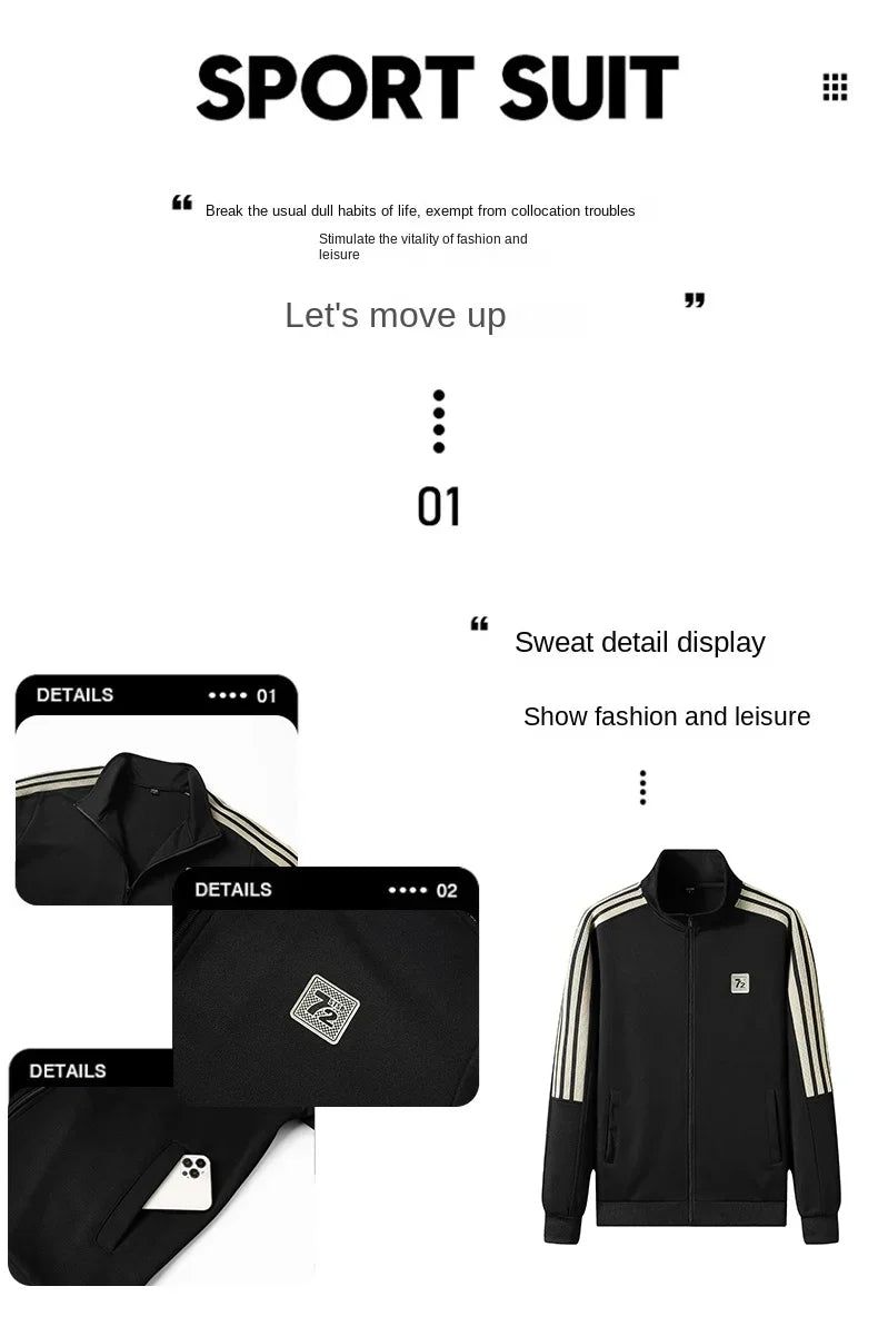 Youth Fashion Handsome Outdoor Sports Casual Jacket Sports Pants Two-piece Set Comfortable Breathable Spring Autumn Sportswear