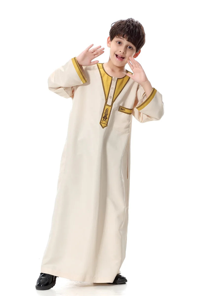 2025 Fashion Muslim Teenager Clothing Islam Men Summer Winter Eid Ramadan Prayer High Quality Elengance Party Boy's Robe Caftan
