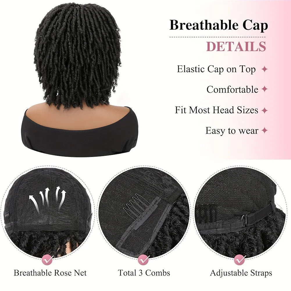 6 Inch Dreadlocks Wig Synthetic Afro Curly Twist Wig Glueless Natural Soft Faux Locs Dreads Wig For Women Daily Party Use