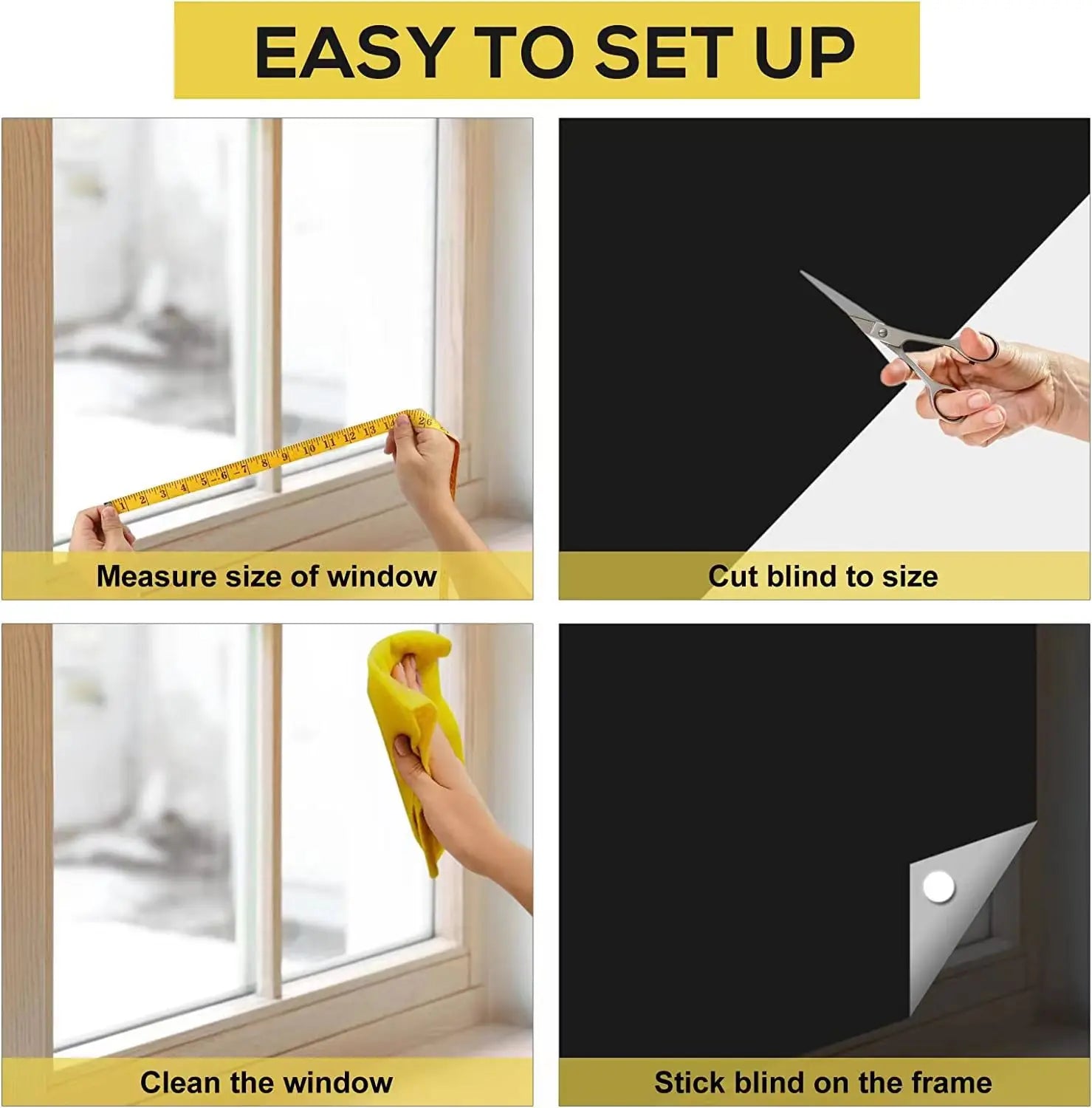 100% Blackout Curtain Removable Portable Travel Blocking Darkest Window Film Cloth Temporary DIY No Drill Blackout Curtains