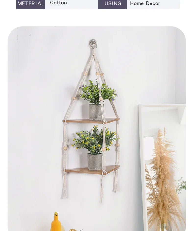 Floating Shelves Wood Stand Boho Home Decor Corner Shelf Wall Hanging Decor Triangle Shelf Display Stand Home Decoration Crafts