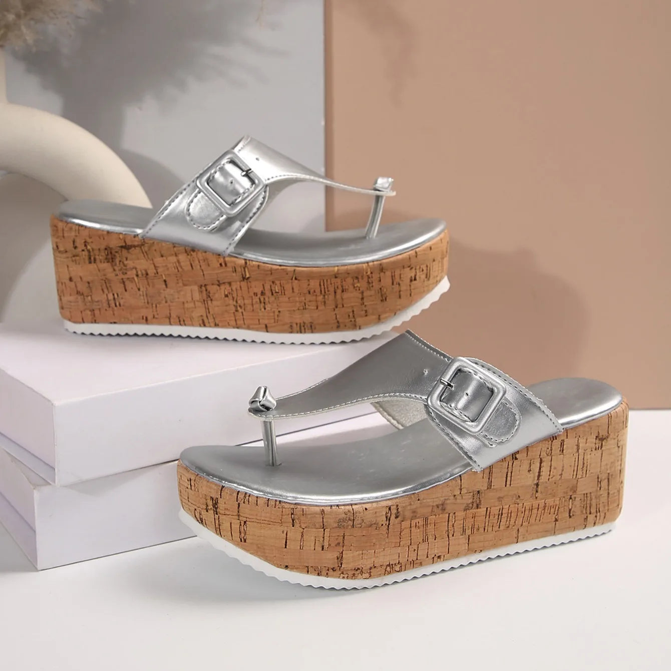 Women Slippers Female Clip Toe Flip Flops Wedges High Heels Women Sandals New Comfortable Platform Shoes Slides Women