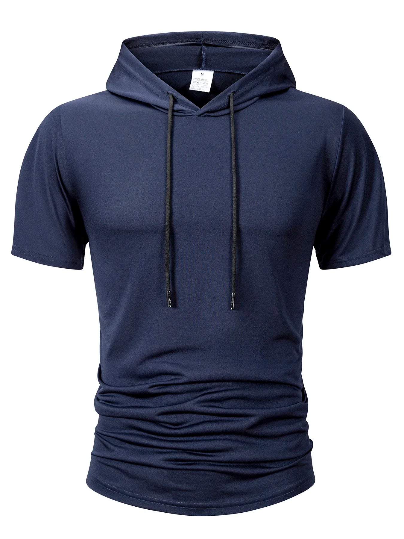 Men's Summer Hoodies T-shirts Short Sleeve Solid Color Loose Hooded Drawstring Pullover Tops Male Casual Sweatwear T-shirt