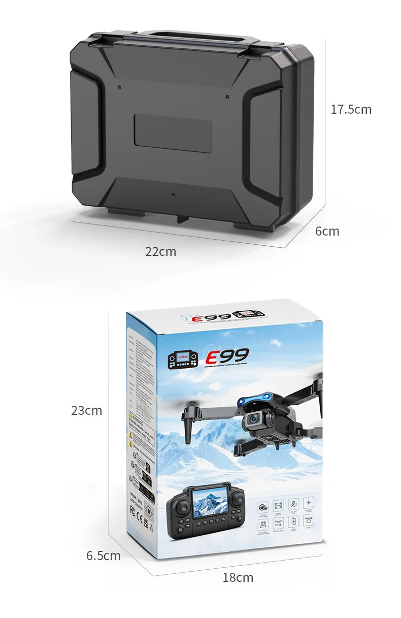E99 PRO Drone Skjermkontroll Luftdrone Høydefinisjon Dobbeltkamera Fjernstyrt Fly, Sammenleggbar Quadcopter Barnegave