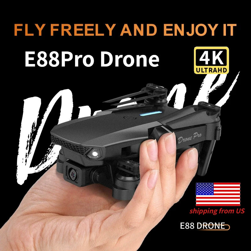 E88Pro RC Drone 4K Professinal With 3 Battery 1080P Wide Angle HD Camera Foldable Helicopter WIFI FPV Height Hold Gift Toy