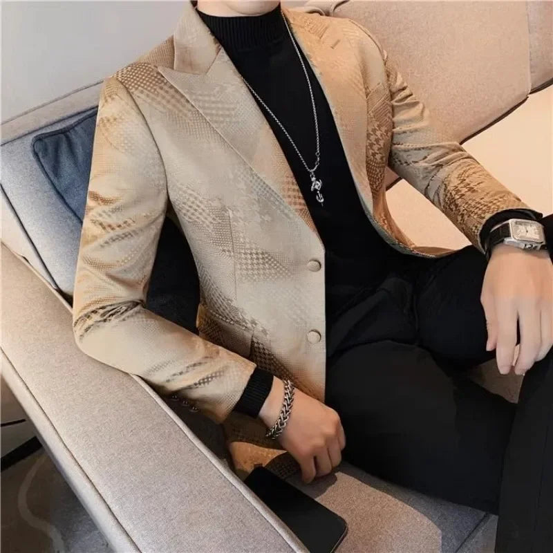 Man Suits and Blazers Single Breasted Blue Coats Jacket for Men Party Clothing Fashion Fashionable Classic Summer Original