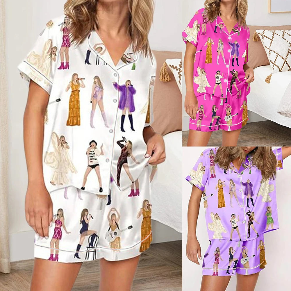 Women's Pajamas Taylor Pajamas Set Shirt And Pant 2 Piece Set Matching Sleepwear Comfortable Homewear Trouser Sets for Fans