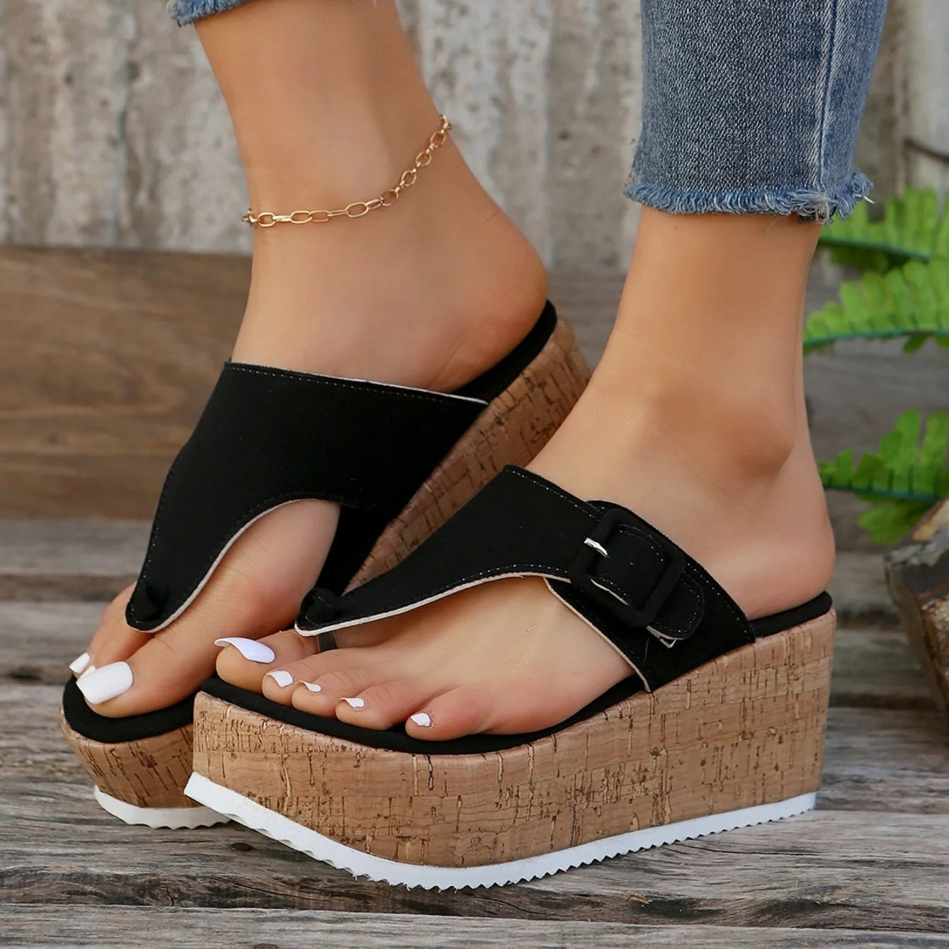 Women Slippers Female Clip Toe Flip Flops Wedges High Heels Women Sandals New Comfortable Platform Shoes Slides Women