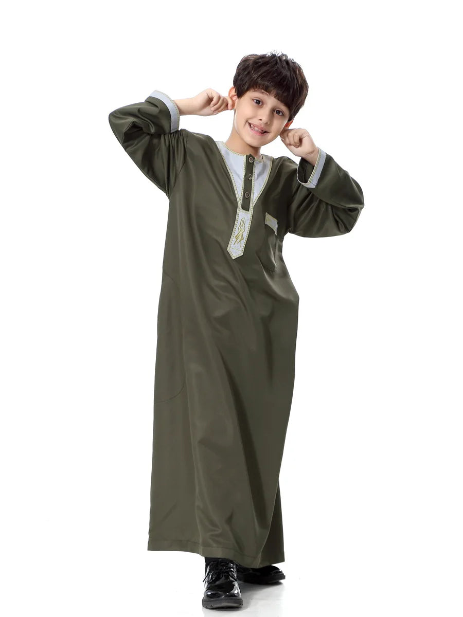 2025 Fashion Muslim Teenager Clothing Islam Men Summer Winter Eid Ramadan Prayer High Quality Elengance Party Boy's Robe Caftan