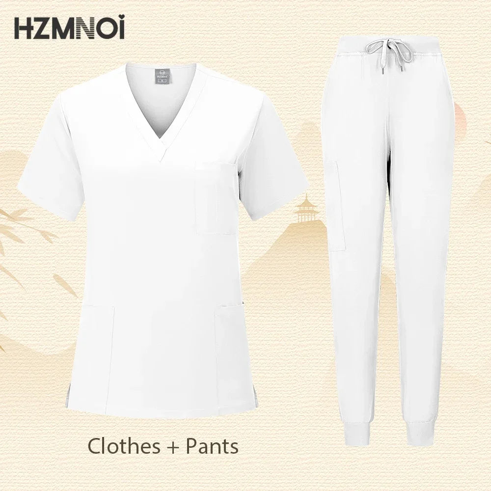 Workwear Nurse Uniform Tops+Straight Pants Medical Nursing Uniform Women Men Pet Shop Beauty Work Suit Doctor Surgery Scrubs Set