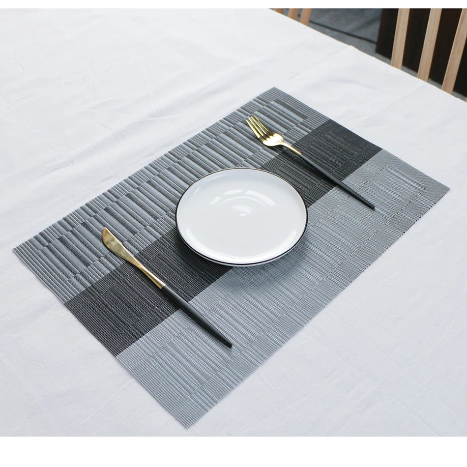 Placemats for Dining Table PVC Bamboo Pattern Table Mats Multiple Colors Non-Slip Heat Resistant Washable Easy to Clean