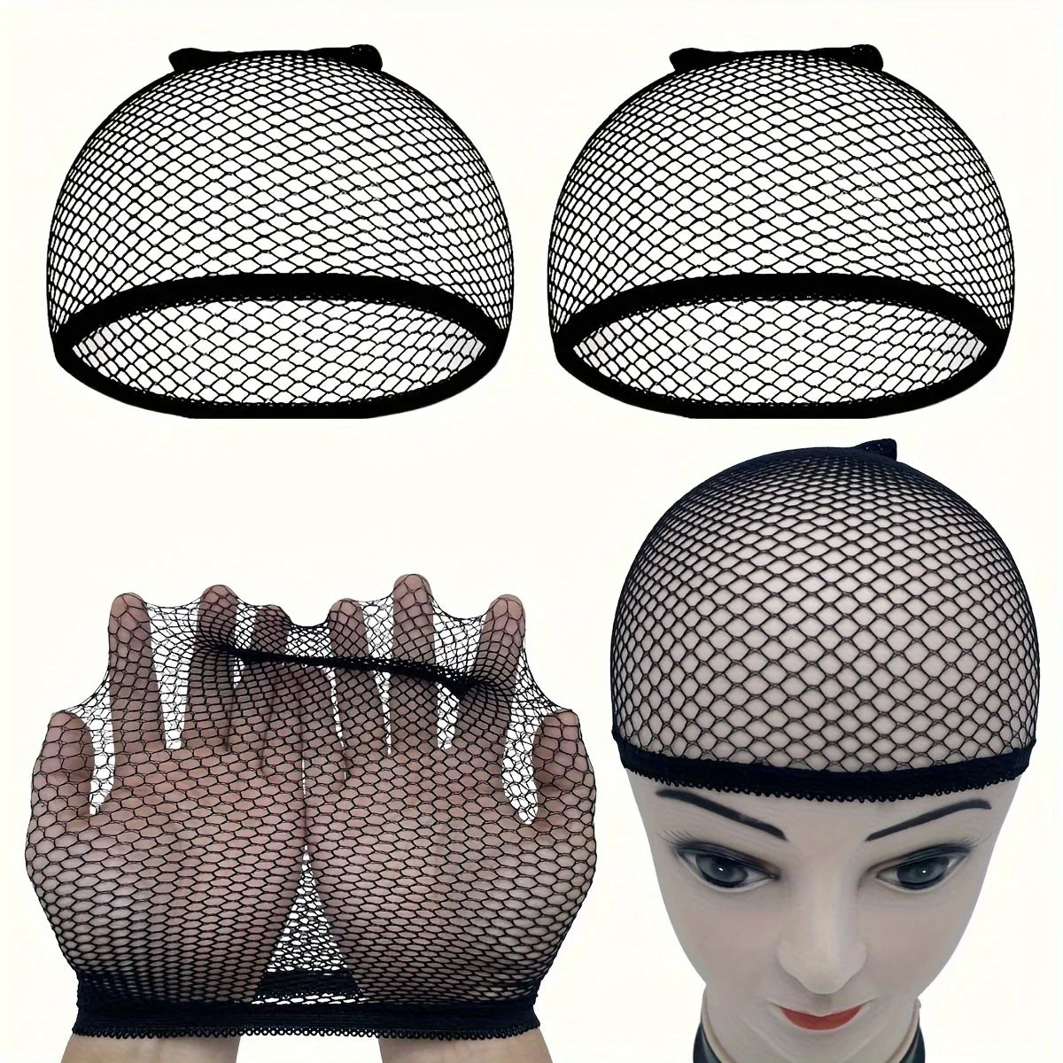 Mesh Wig Caps, 4-Pack Elastic High Strength Durable, Unisex Adult Closed Wig Net Black Set