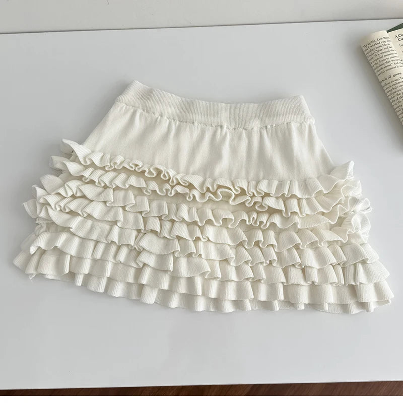 2 Two-Piece Knitted Skirt Sets Stylish Sleeveless Tank Tops and High Waist Layered Mini Skirts Black White Outfits Women Suits