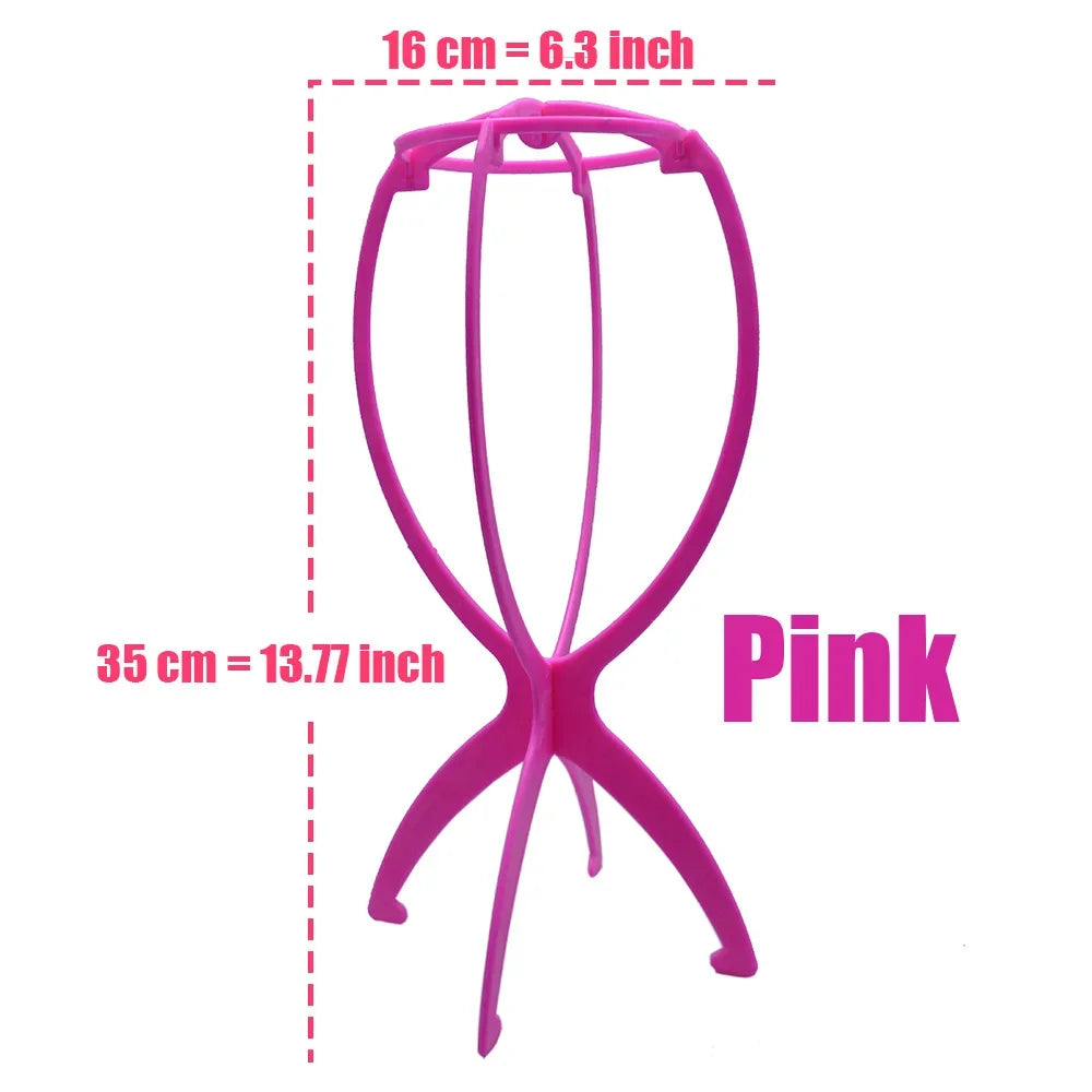 Plastic Wig Stand Portable Wig Head Stand Blank Pink Wig Hang Holder Stand Durable Hair Display Tools Wig Accessories