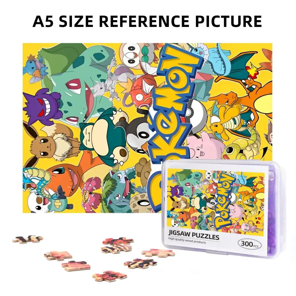 Pokemon Characters Pikachu Cartoon Wooden Puzzles for Children Jigsaw Puzzles 300 Pieces Educational Toys Gift for Kids