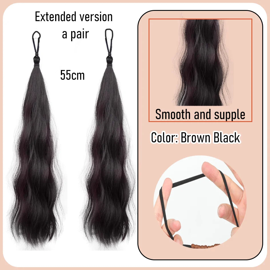Synthetic 18 inch wig braid, children's self winding colorful ponytail, dopamine dye, meatball hair loop, ponytail braid, divine