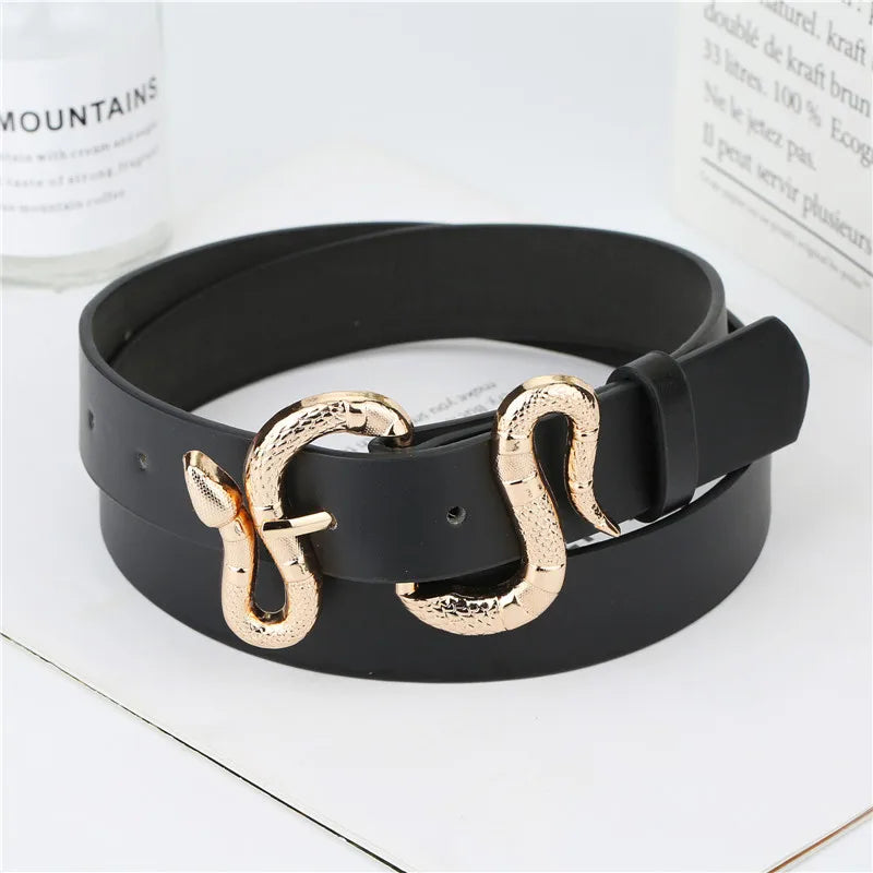 New European and American Style Women's Fashion Snake BucklepuVersatile Simple Belt for Jeans and Suits for Women