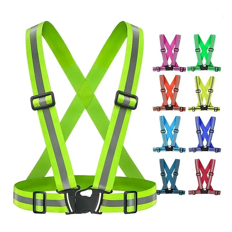 2/1PC Outdoor Night Walking Safety Vests Highlight Adjustable Lightweight Reflective Vest Biking Safety Strap Waterproof Running