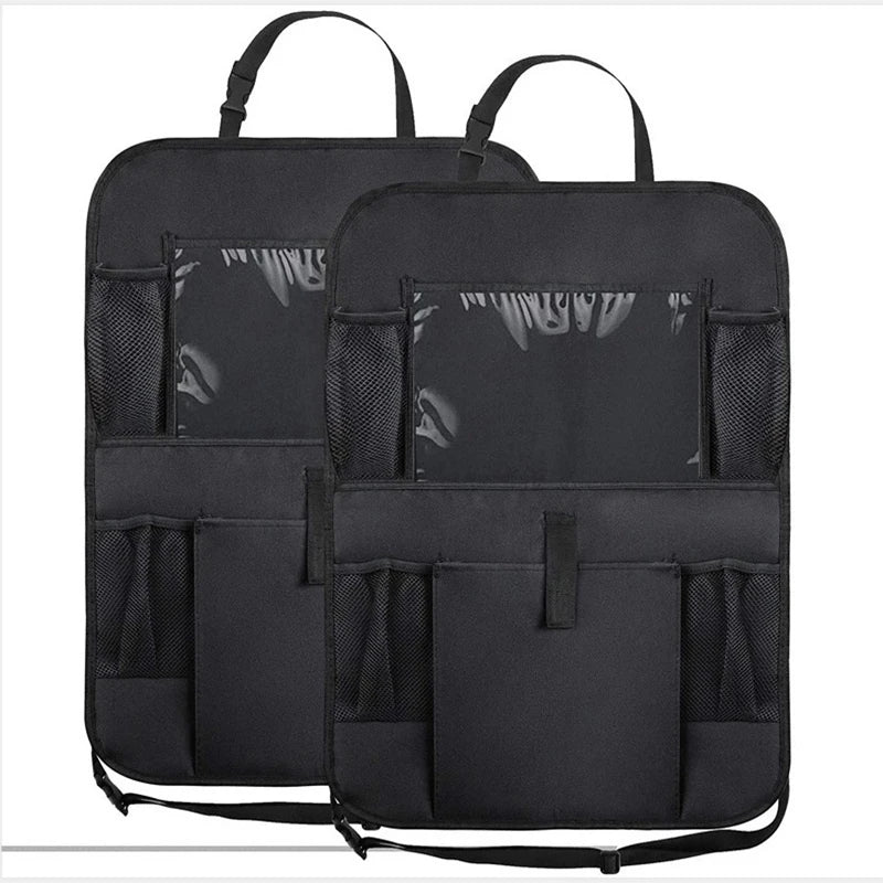 Car Backseat Organizer with Touch Screen Tablet Holder Auto Storage Pockets Cover Car Seat Back Protectors for Trip Kids Travel