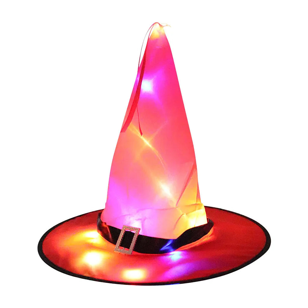 Halloween Decoration Glowing Hat Outdoor Hanging Lighted Glowing Witch Hat Lights String Battery Outdoor Yard Tree Decorations