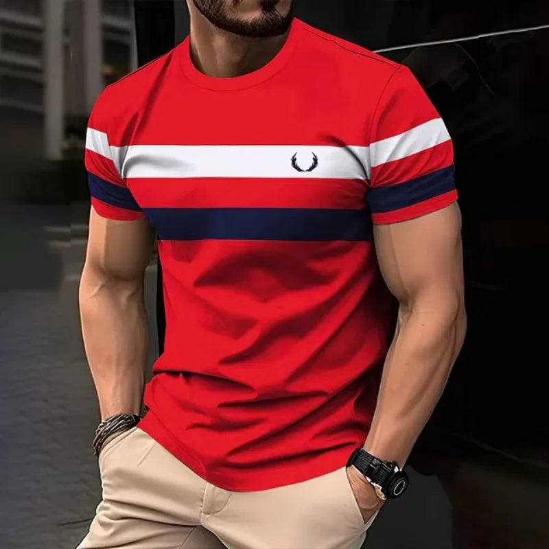3D Color Block Stripe T-Shirt